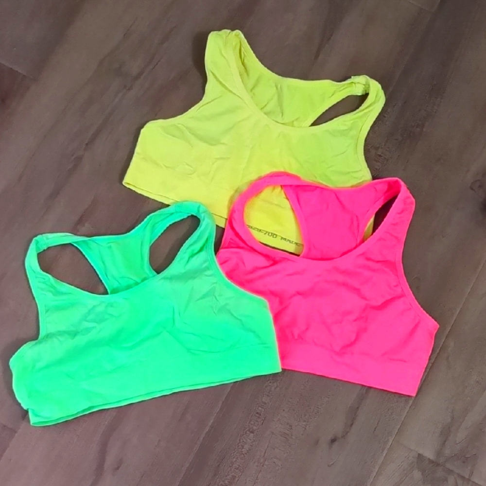 Neon Sports Bra Set - Yellow, Green, Pink